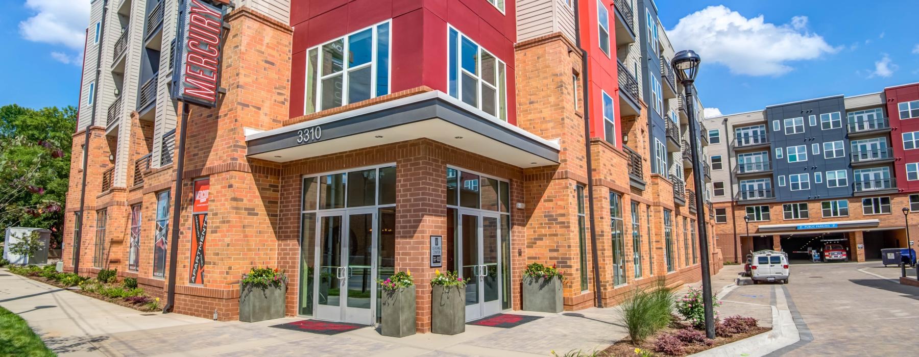 a red building with windows