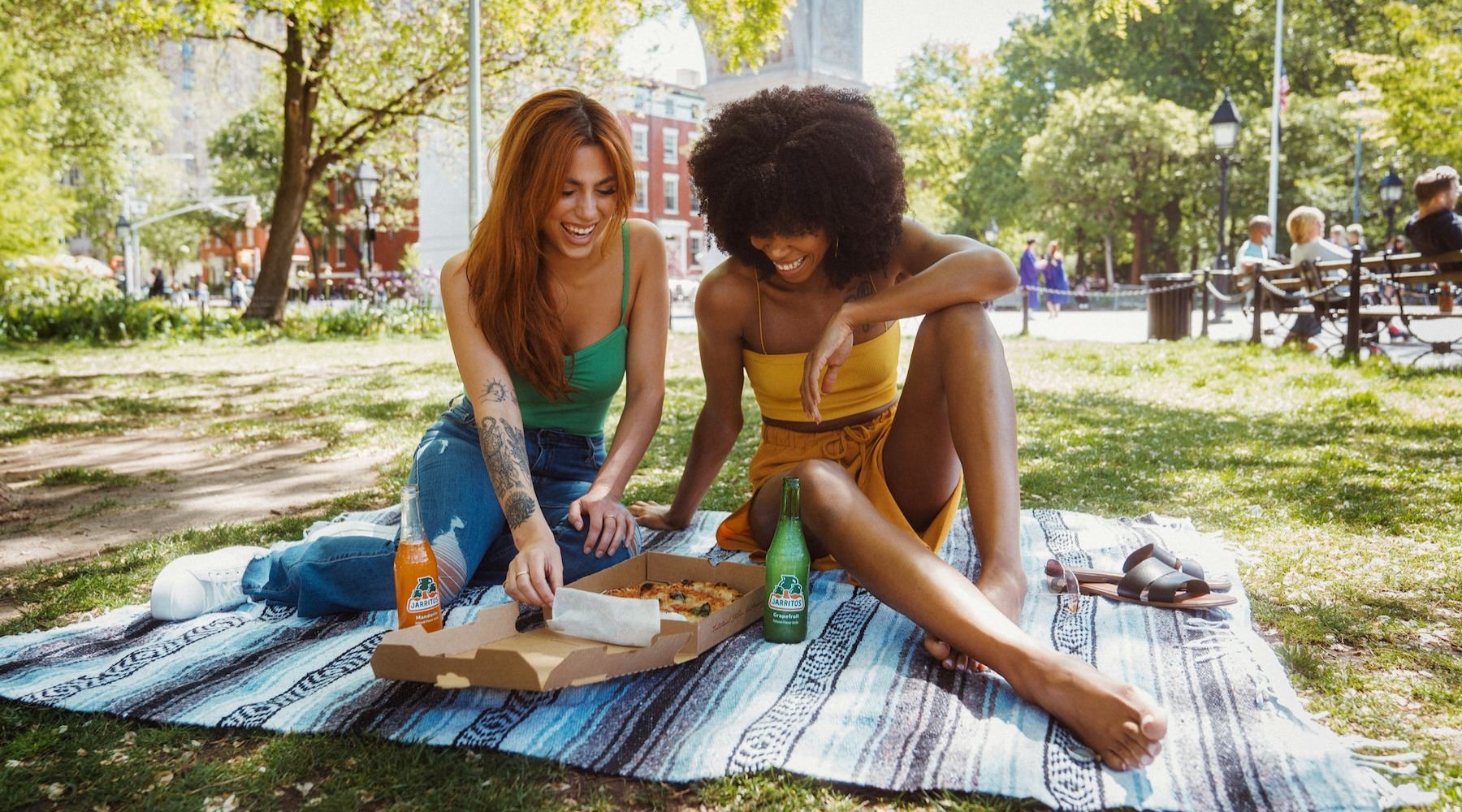 friends having a picnic outside