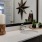 a bathroom with a large mirror